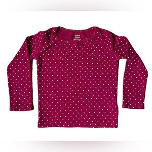 Carters 3T Pink Long Sleeve Shirt with White Polka Dots